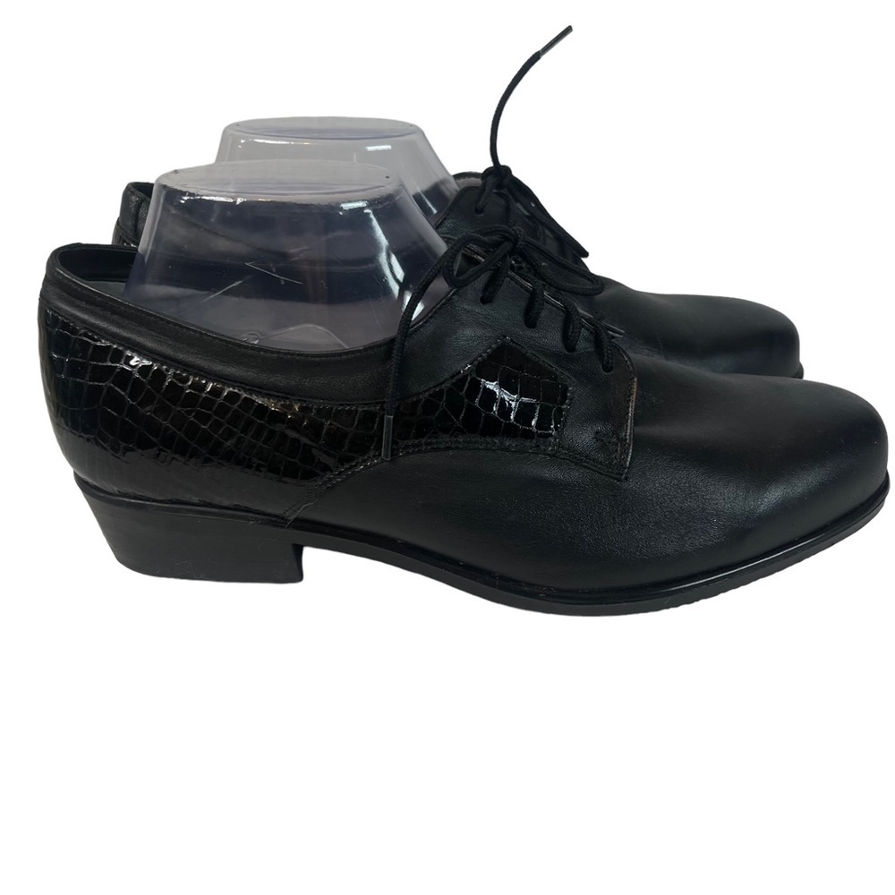 Luftpolster Medical Black Leather Shoes Size Lace Up Oxford Low Heel Size 10.5